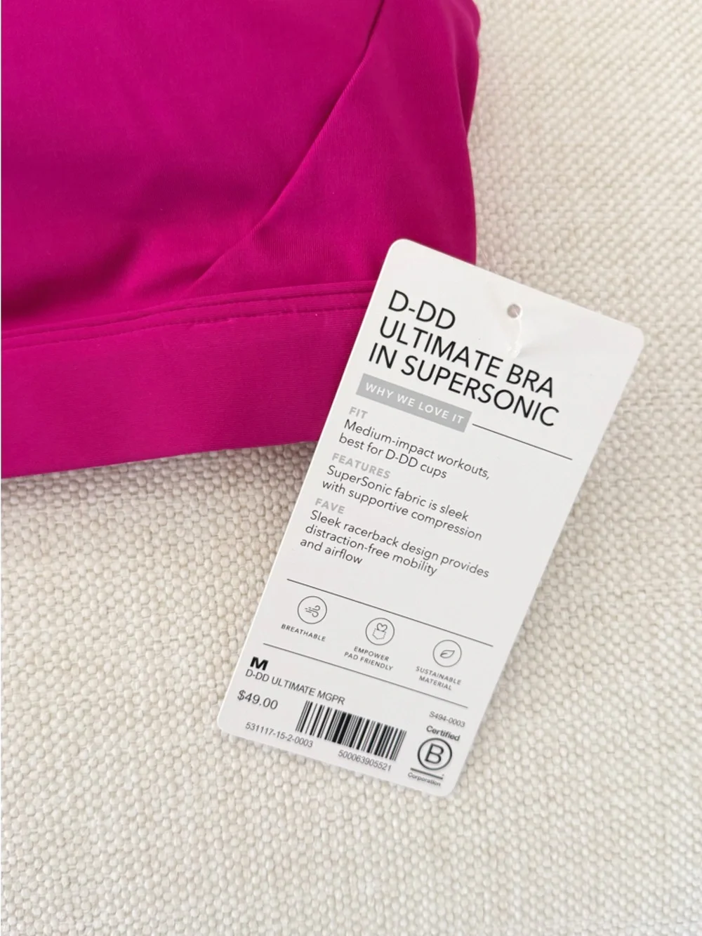 ATHLETA PINK ULTIMATE BRA IN SUPERSONIC size M NWT - Picture 4 of 4